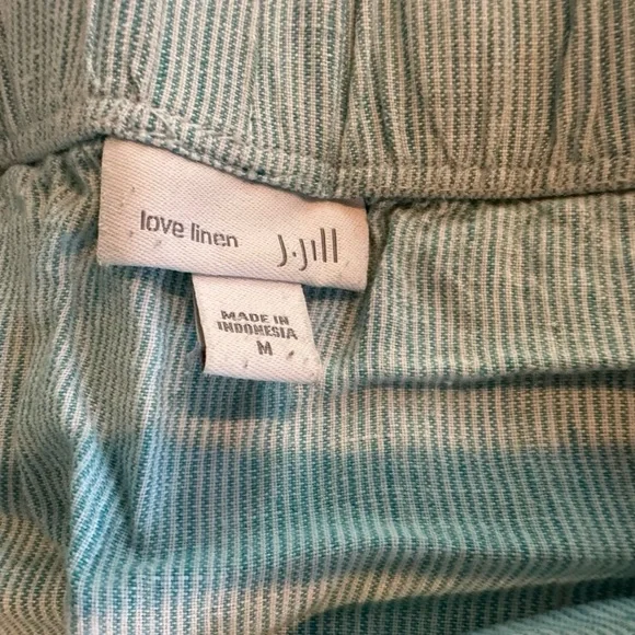 J.Jill Aqua/light blue & white Striped Love Linen Skirt-size-medium.Hole on side - Picture 6 of 13